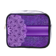 Background Mandala Purple Ribbon Mini Toiletries Bag (one Side) by Simbadda