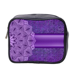 Background Mandala Purple Ribbon Mini Toiletries Bag (two Sides) by Simbadda