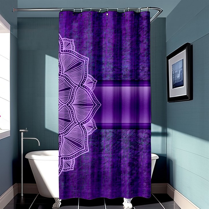 Background Mandala Purple Ribbon Shower Curtain 36  x 72  (Stall) 