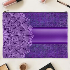 Background Mandala Purple Ribbon Cosmetic Bag (xxxl) by Simbadda