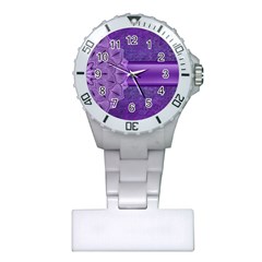 Background Mandala Purple Ribbon Plastic Nurses Watch by Simbadda