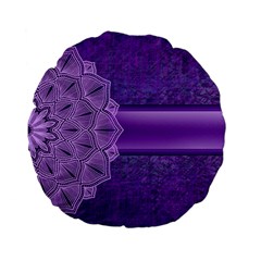 Background Mandala Purple Ribbon Standard 15  Premium Flano Round Cushions by Simbadda