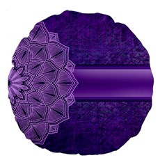 Background Mandala Purple Ribbon Large 18  Premium Flano Round Cushions by Simbadda