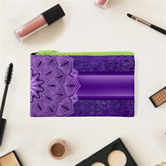 Background Mandala Purple Ribbon Cosmetic Bag (xs) by Simbadda