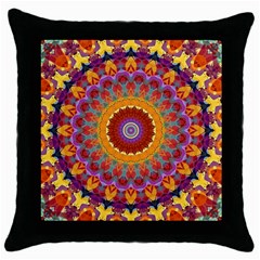 Fractal Kaleidoscope Mandala Throw Pillow Case (Black)