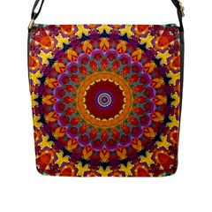 Fractal Kaleidoscope Mandala Flap Closure Messenger Bag (L)