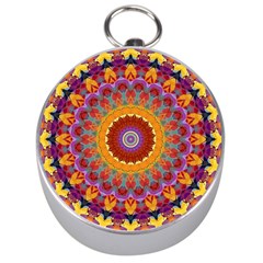 Fractal Kaleidoscope Mandala Silver Compasses