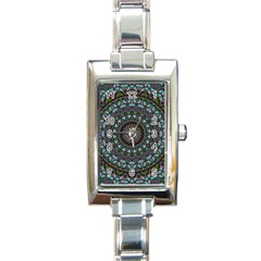 Fractal Kaleidoscope Mandala Rectangle Italian Charm Watch by Simbadda