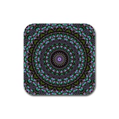 Fractal Kaleidoscope Mandala Rubber Square Coaster (4 Pack)  by Simbadda