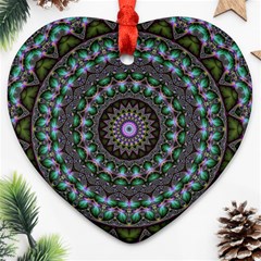 Fractal Kaleidoscope Mandala Heart Ornament (two Sides) by Simbadda