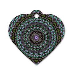 Fractal Kaleidoscope Mandala Dog Tag Heart (two Sides) by Simbadda