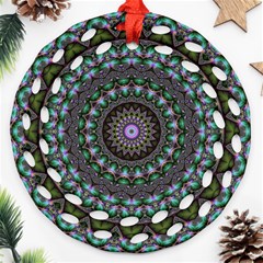 Fractal Kaleidoscope Mandala Round Filigree Ornament (two Sides) by Simbadda