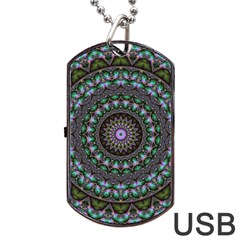 Fractal Kaleidoscope Mandala Dog Tag Usb Flash (two Sides) by Simbadda