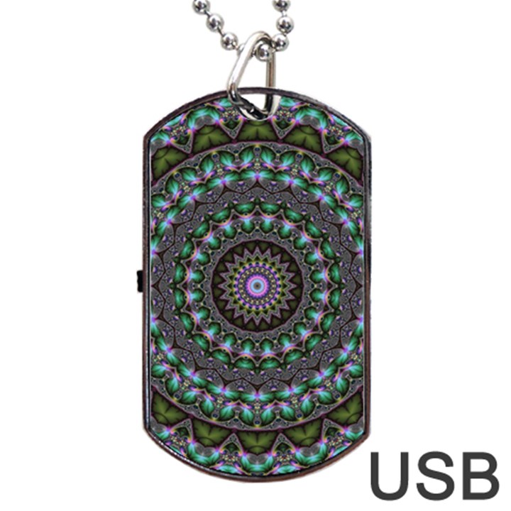 Fractal Kaleidoscope Mandala Dog Tag USB Flash (Two Sides)