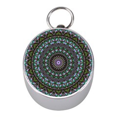 Fractal Kaleidoscope Mandala Mini Silver Compasses by Simbadda