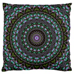 Fractal Kaleidoscope Mandala Large Flano Cushion Case (one Side) by Simbadda