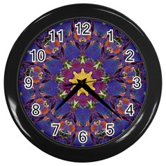 Abstract Art Artistic Texture Blue Wall Clock (black) by Simbadda