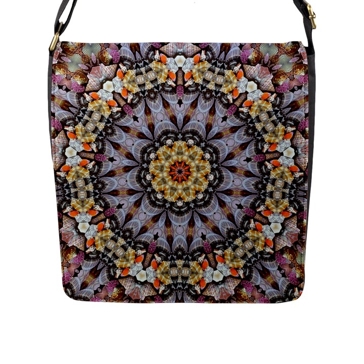 Abstract Art Texture Mandala Flap Closure Messenger Bag (L)