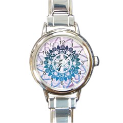 Mandalas Symmetry Meditation Round Round Italian Charm Watch by Simbadda