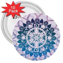 Mandalas Symmetry Meditation Round 3  Buttons (10 Pack)  by Simbadda