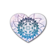 Mandalas Symmetry Meditation Round Rubber Coaster (heart)  by Simbadda