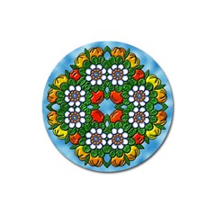 Mandala Background Colorful Pattern Magnet 3  (round) by Simbadda