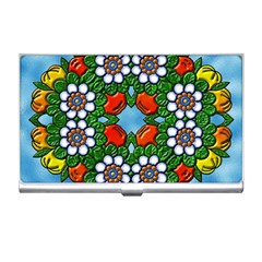 Mandala Background Colorful Pattern Business Card Holder by Simbadda