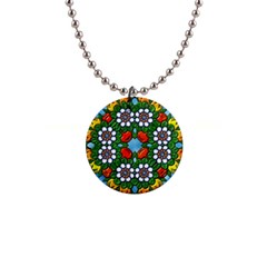 Mandala Background Colorful Pattern 1  Button Necklace by Simbadda