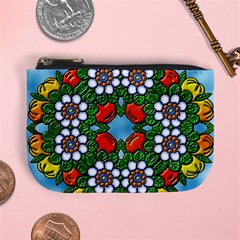 Mandala Background Colorful Pattern Mini Coin Purse by Simbadda