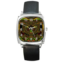 Fractal Art Artwork Design Square Metal Watch by Simbadda