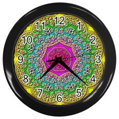 Mandala Tile Background Geometric Wall Clock (black) by Simbadda