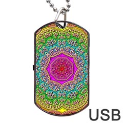 Mandala Tile Background Geometric Dog Tag Usb Flash (one Side) by Simbadda