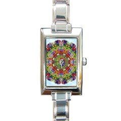 Mandala Pattern Ornaments Structure Rectangle Italian Charm Watch by Simbadda