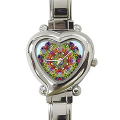 Mandala Pattern Ornaments Structure Heart Italian Charm Watch by Simbadda