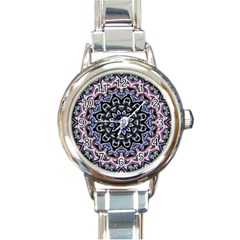 Background Kaleidoscope Abstract Round Italian Charm Watch by Simbadda