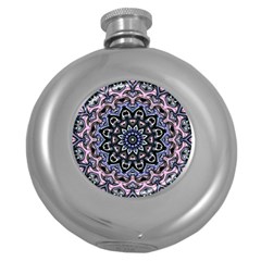 Background Kaleidoscope Abstract Round Hip Flask (5 Oz) by Simbadda