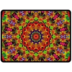 Fractal Mandala Flowers Fleece Blanket (large)  by Simbadda