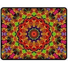 Fractal Mandala Flowers Fleece Blanket (medium)  by Simbadda