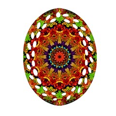 Fractal Mandala Flowers Oval Filigree Ornament (two Sides)