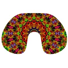 Fractal Mandala Flowers Travel Neck Pillows by Simbadda