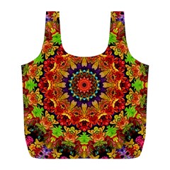 Fractal Mandala Flowers Full Print Recycle Bag (l) by Simbadda