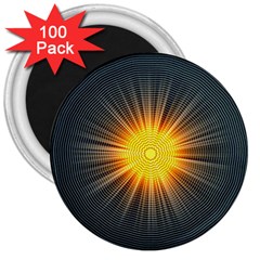 Background Mandala Sun Rays 3  Magnets (100 Pack) by Simbadda