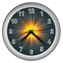 Background Mandala Sun Rays Wall Clock (silver) by Simbadda