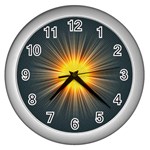 Background Mandala Sun Rays Wall Clock (Silver) Front