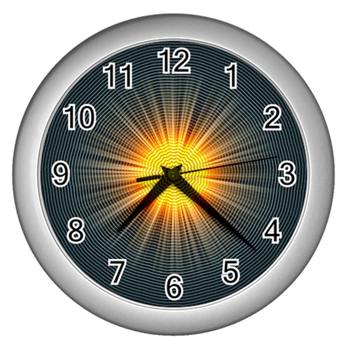 Background Mandala Sun Rays Wall Clock (Silver)