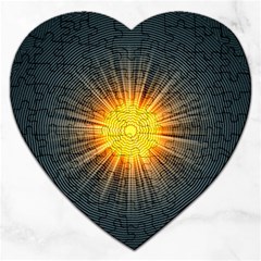 Background Mandala Sun Rays Jigsaw Puzzle (heart) by Simbadda