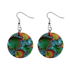 Fractal Art Colorful Pattern Mini Button Earrings by Simbadda