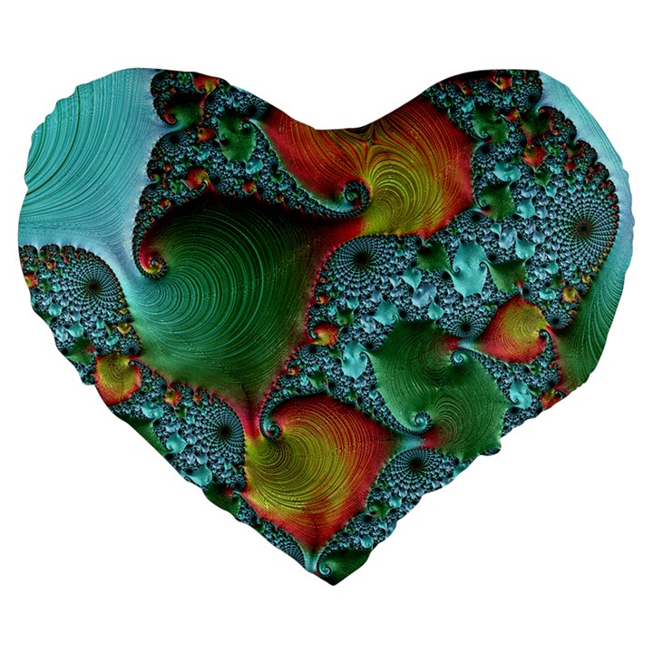 Fractal Art Colorful Pattern Large 19  Premium Heart Shape Cushions