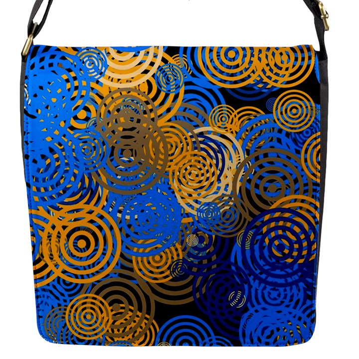 Circle Rings Abstract Optics Flap Closure Messenger Bag (S)