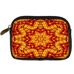 Kaleidoscope Mandala Recreation Digital Camera Leather Case by Simbadda